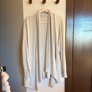 Athleta Light Cream Open-Front Draped Cardigan